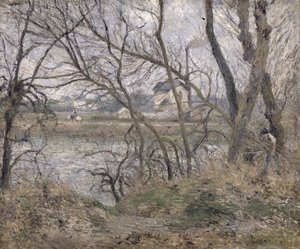 Las orillas del Oise, cerca de Pontoise, tiempo nublado, 1878 de Camille Jacob Pissarro